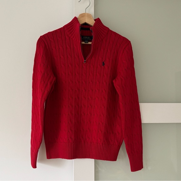 Ralph Lauren Cable-Knit Cotton Quarter-Zip Sweater - Picture 4 of 6